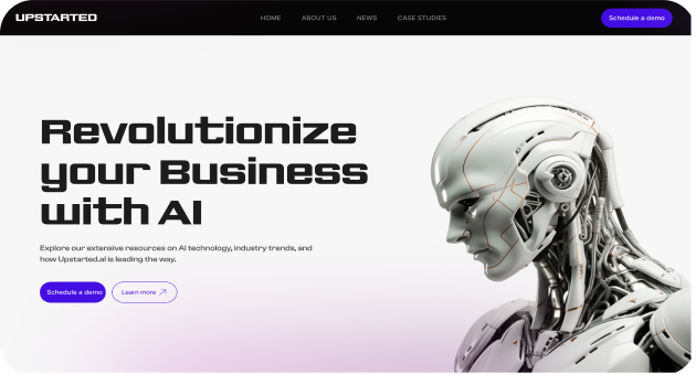 Snapshot of the hero section of upstarted.ai website