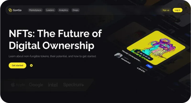 Snapshot of the hero section of NFt website.