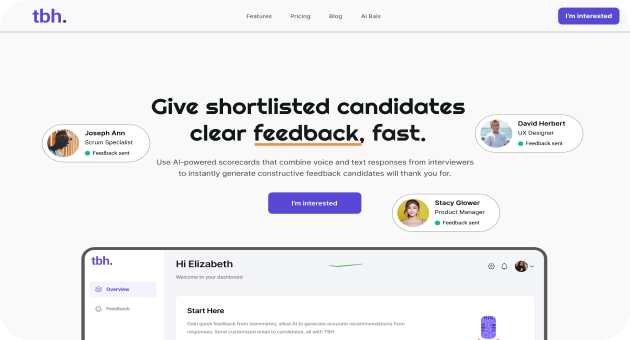 Snapshot of the hero section of tobehonest.io website