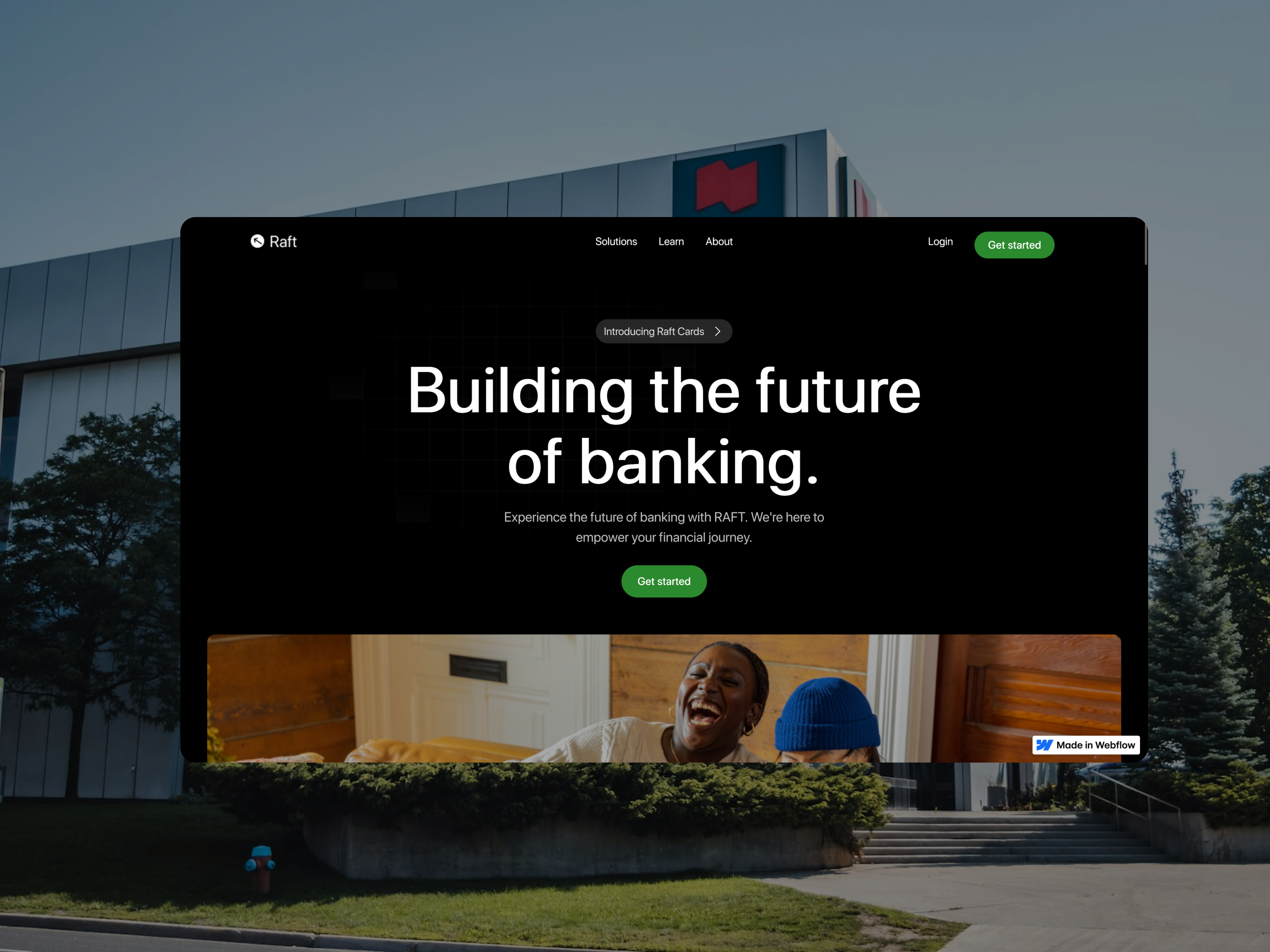 website for raft, a fintech product