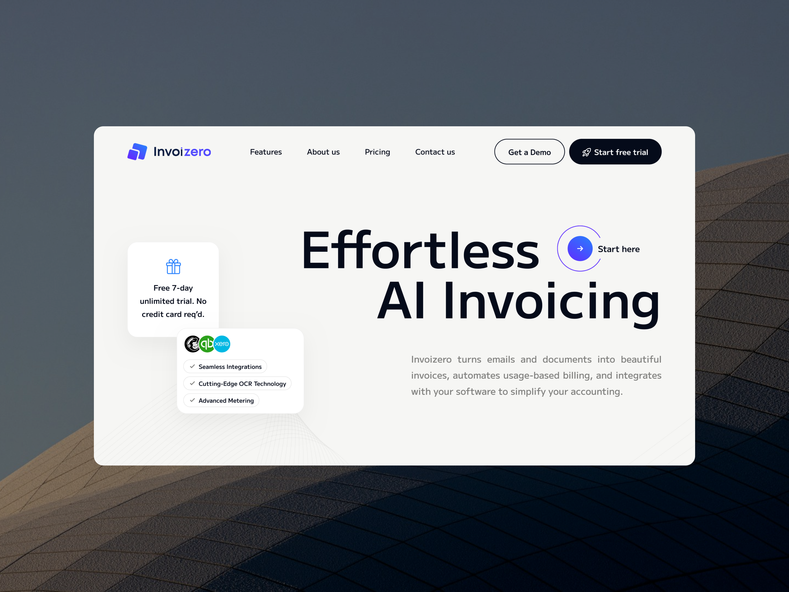 Invoizero webflow website listed as portfolio sample work